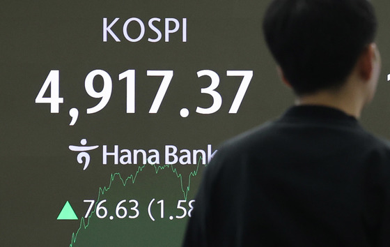 코스피, 장중 4917.37 터치