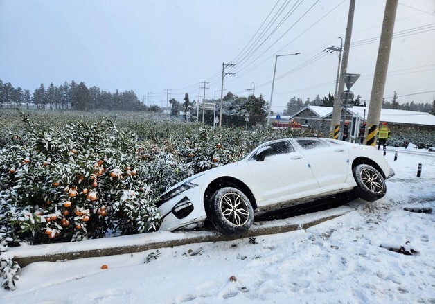 밤사이 내린 눈에 제주도 미끄럼 등 잇단 사고…70대 심정지