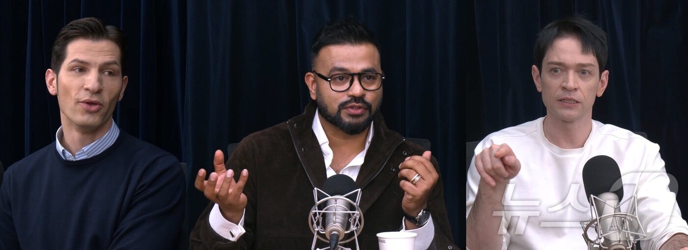 본문 이미지 - 뉴스1의 신년 기획 '한국잘알 3인방의 관광수다'를 통해  한국관광에 대한 의견을 나누고 있는 방송인 알베르토 몬디(왼쪽부터), 럭키, 다니엘 린데만 ⓒ News1 정윤경 기자