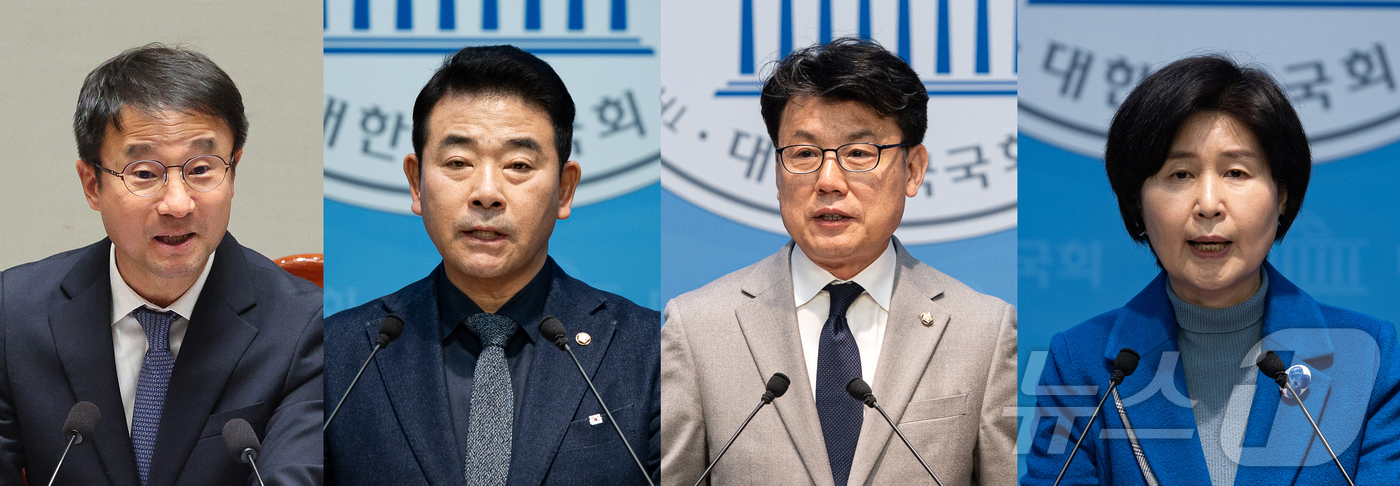 (서울=뉴스1) 이승배 신웅수 유승관 기자 = 오는 11일 치러지는 더불어민주당 원내대표 보궐선거에 3선 의원 4파전 구도가 윤곽이 드러났다. 이미 출마를 선언한 진성준 의원에 이 …