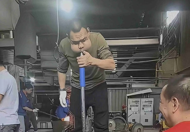 "풍선만큼 부푼 볼살"…공기 불어 넣어 유리 팽창시키는 30년 경력 세공사