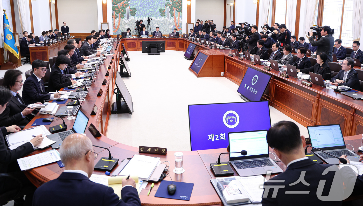 (서울=뉴스1) 허경 기자 = 이재명 대통령이 20일 청와대에서 열린 국무회의에서 발언하고 있다.  2026.1.20/뉴스1