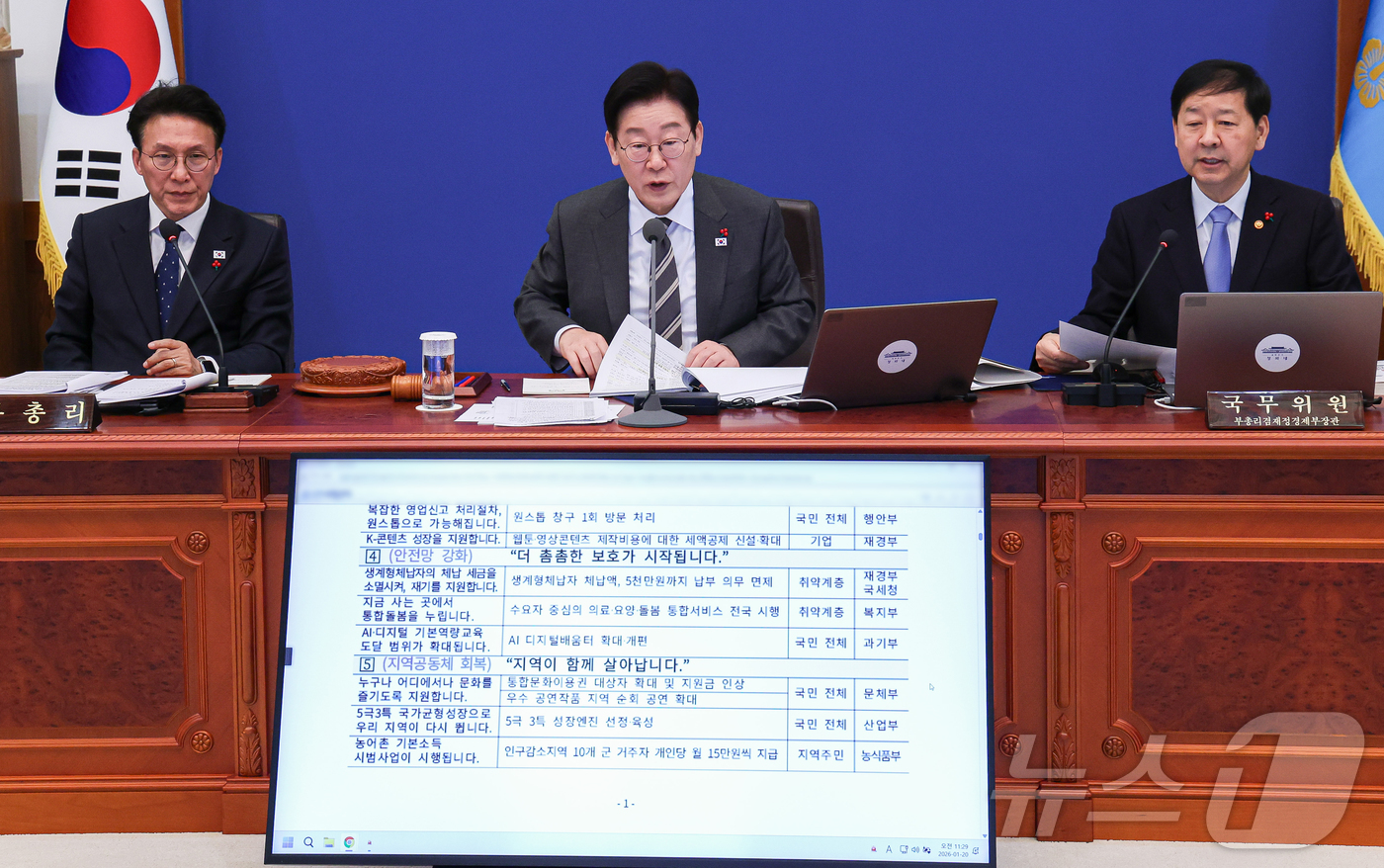 (서울=뉴스1) 허경 기자 = 이재명 대통령이 20일 청와대에서 열린 국무회의에서 발언하고 있다. 2026.1.20/뉴스1