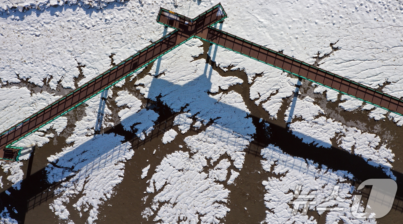 (화성=뉴스1) 김영운 기자 = '1년 중 가장 춥다'는 절기상 대한(大寒)인 20일 경기 화성시 서신면 궁평항 인근의 갯벌이 얼어있다.기상청은 이번 한파가 21~22일까지 이어지 …