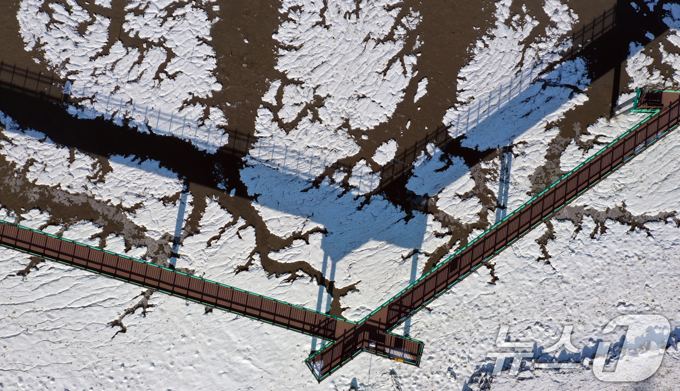 (화성=뉴스1) 김영운 기자 = '1년 중 가장 춥다'는 절기상 대한(大寒)인 20일 경기 화성시 서신면 궁평항 인근의 갯벌이 얼어있다.기상청은 이번 한파가 21~22일까지 이어지 …