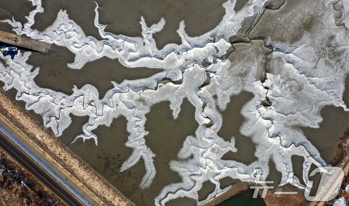 (안산=뉴스1) 김영운 기자 = '1년 중 가장 춥다'는 절기상 대한(大寒)인 20일 경기 안산시 단원구 대부도 인근의 갯벌이 얼어있다.기상청은 이번 한파가 21~22일까지 이어지 …