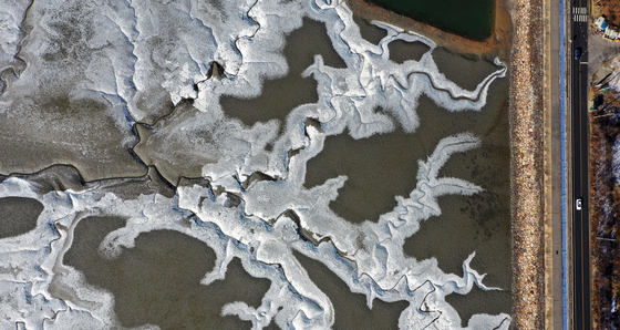 바다 얼려버린 최강 한파