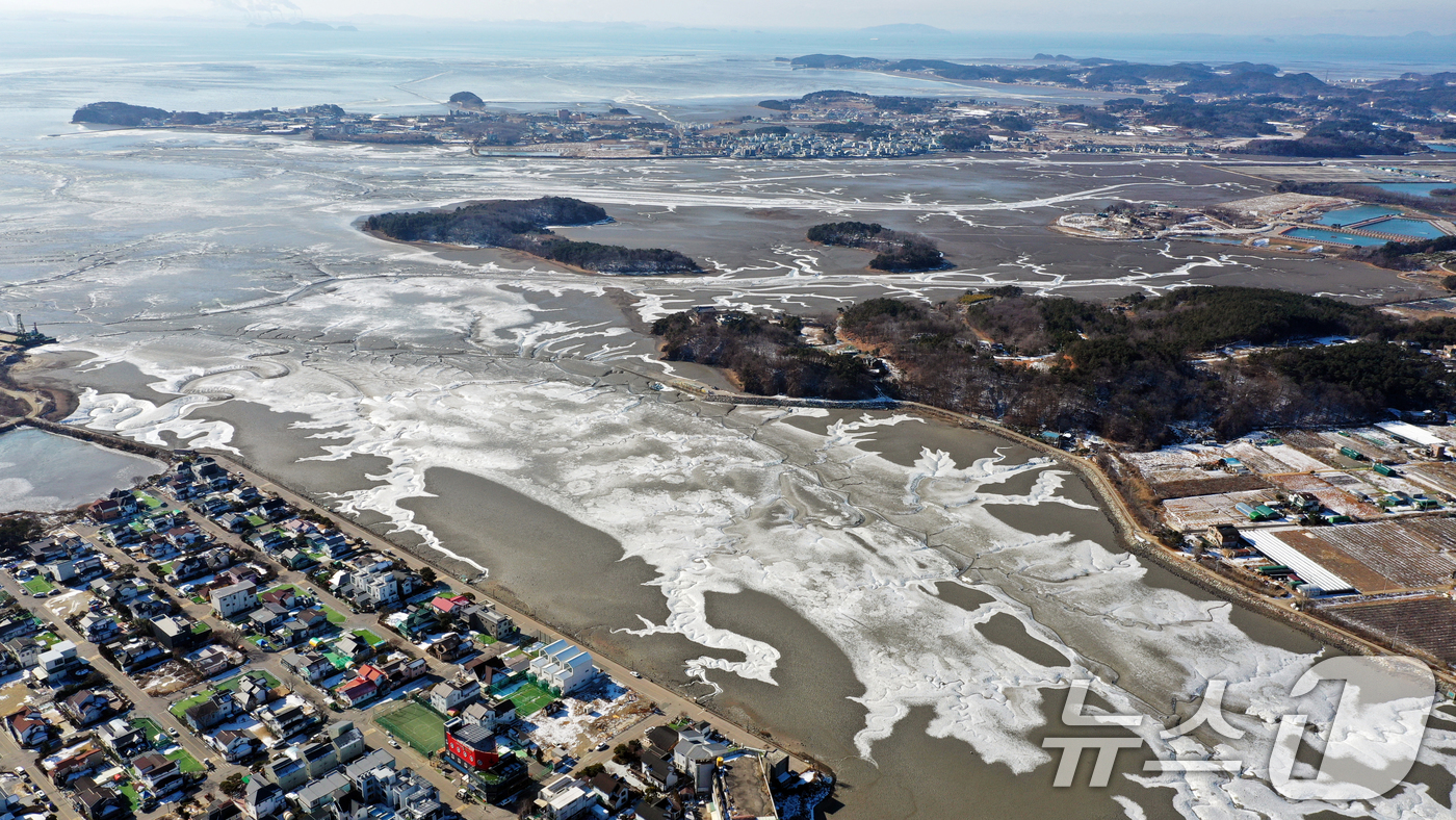 (안산=뉴스1) 김영운 기자 = '1년 중 가장 춥다'는 절기상 대한(大寒)인 20일 경기 안산시 단원구 대부도 인근의 갯벌이 얼어있다.기상청은 이번 한파가 21~22일까지 이어지 …