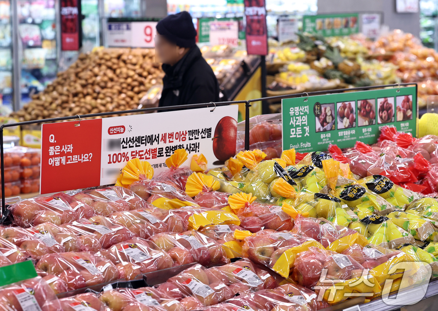 (서울=뉴스1) 구윤성 기자 = 20일 서울 시내의 한 대형마트에서 한 시민이 장을 보고 있다.한국은행이 이날 발표한 '2025년 12월 생산자물가지수(잠정)'에 따르면, 농림수산 …