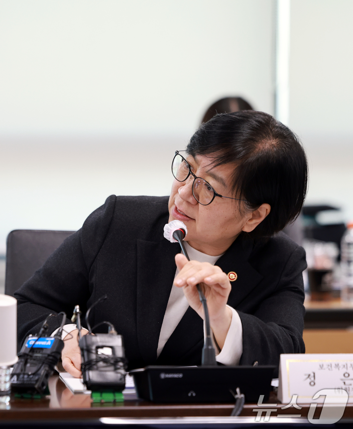 (서울=뉴스1) 이호윤 기자 = 정은경 보건복지부 장관이 20일 서울 서초구 국제전자센터에서 열린 제4차 보건의료정책심의위원회에서 발언하고 있다. 2026.1.20/뉴스1