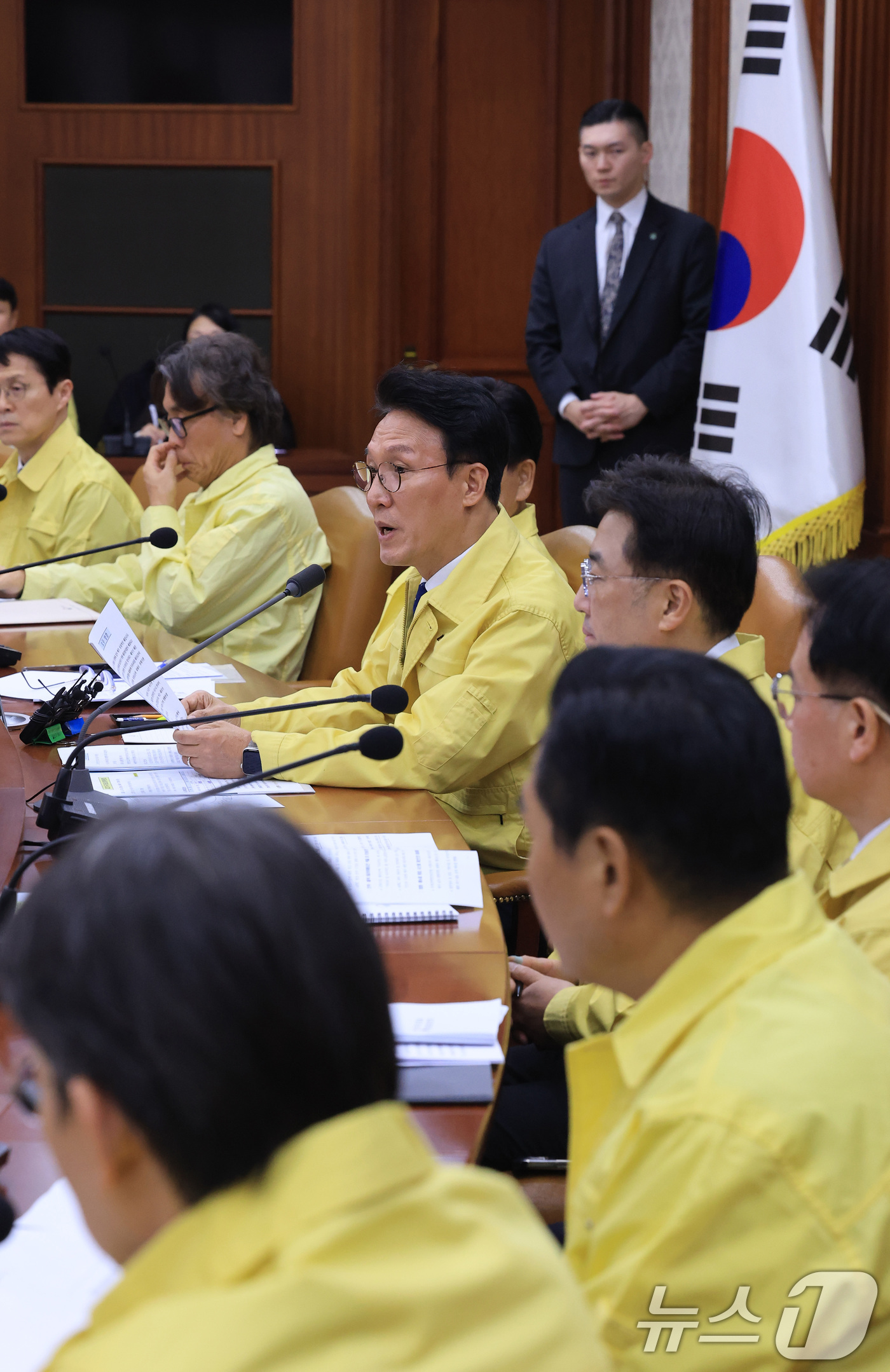 (서울=뉴스1) 임세영 기자 = 김민석 국무총리가 20일 서울 종로구 정부서울청사에서 열린 제22차 국가테러대책위원회의에서 모두발언을 하고 있다. 2026.1.20/뉴스1