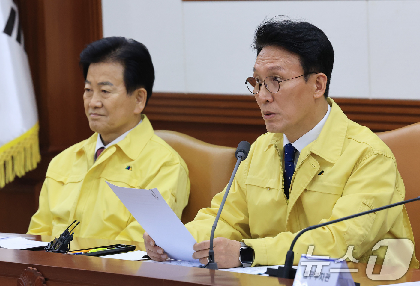 (서울=뉴스1) 임세영 기자 = 김민석 국무총리가 20일 서울 종로구 정부서울청사에서 열린 제22차 국가테러대책위원회의에서 모두발언을 하고 있다. 2026.1.20/뉴스1