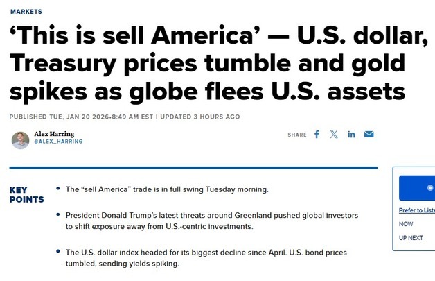 “트럼프 때문에 '셀 아메리카' 본격화”-CNBC