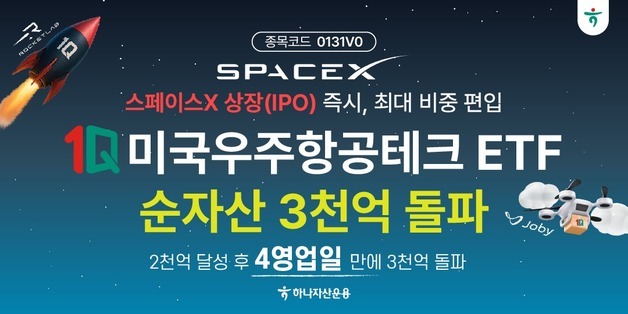 하나자산운용, 미국우주항공 ETF 순자산 3000억 돌파