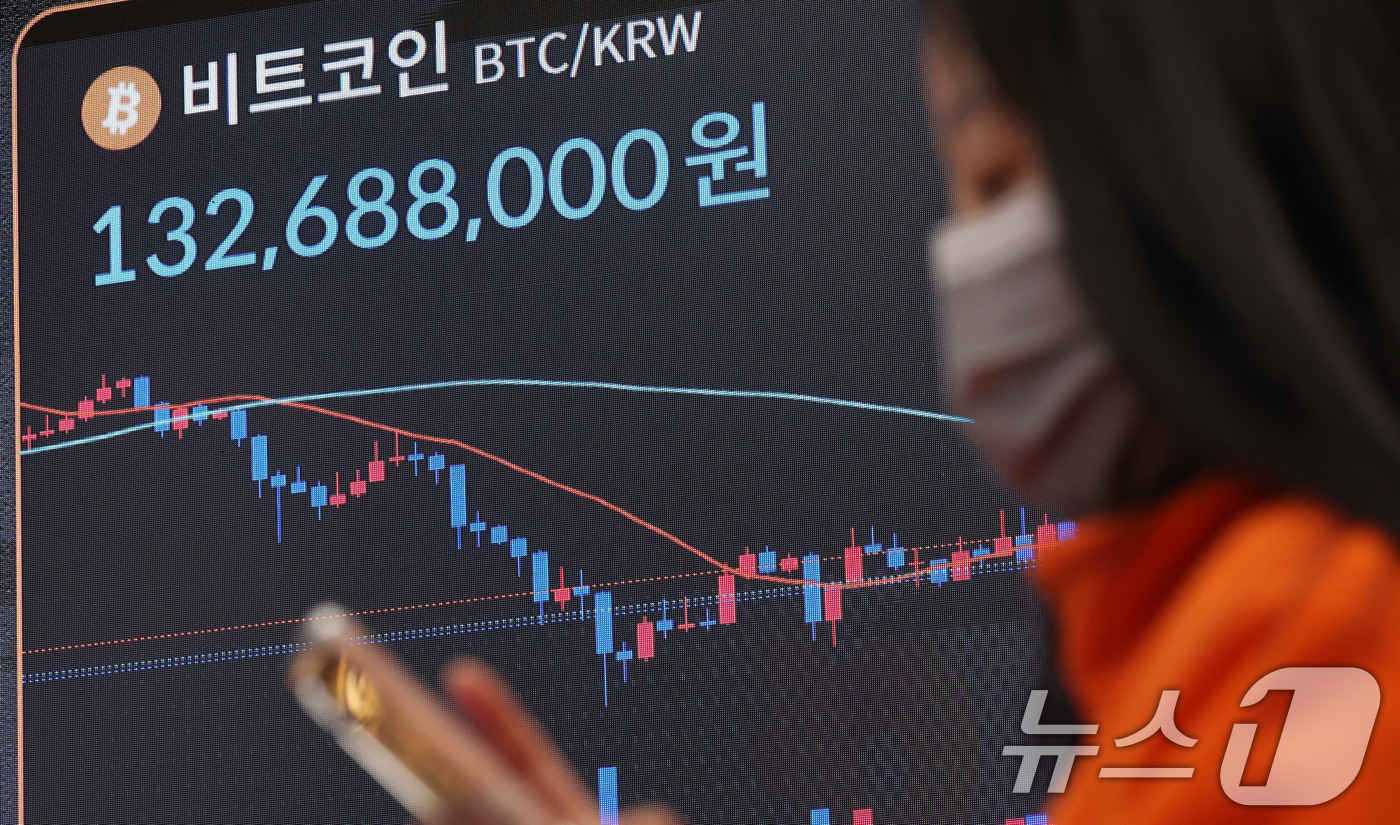 (서울=뉴스1) 박지혜 기자 = 그린란드 사태 충격으로 비트코인이 급락한 21일 서울 서초구 빗썸라운지 강남본점에서 비트코인 거래 가격이 표시되고 있다. 2026.1.21/뉴스1