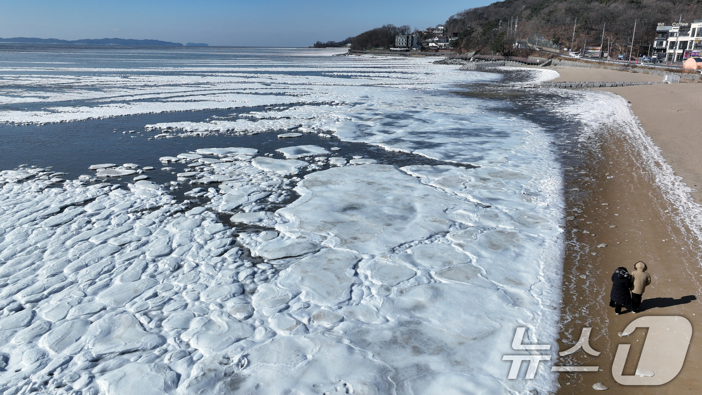 (강화=뉴스1) 박정호 기자 = 전국 곳곳에 한파특보가 발효돼 맹추위가 이어진 21일 인천 강화도 동막해변 일대가 얼어붙어 있다.기상청에 따르면 전국 대부분 지역에서는 당분간 아침 …