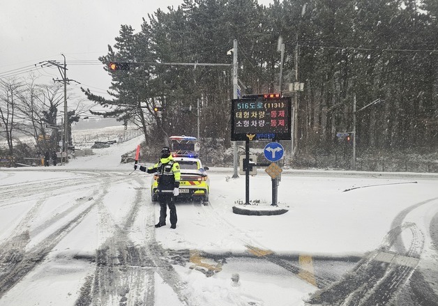 '대설특보' 제주…5.16도로 통제
