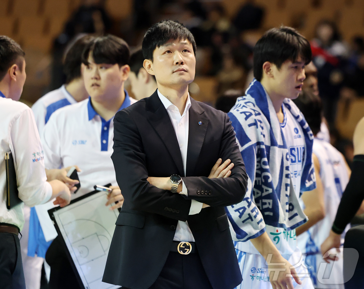 (서울=뉴스1) 김진환 기자 = 22일 오후 서울 송파구 잠실 잠실실내체육관에서 열린 2025-2026 LG전자 프로농구 정규리그 서울 삼성 썬더스와 대구 한국가스공사의 경기, 2 …