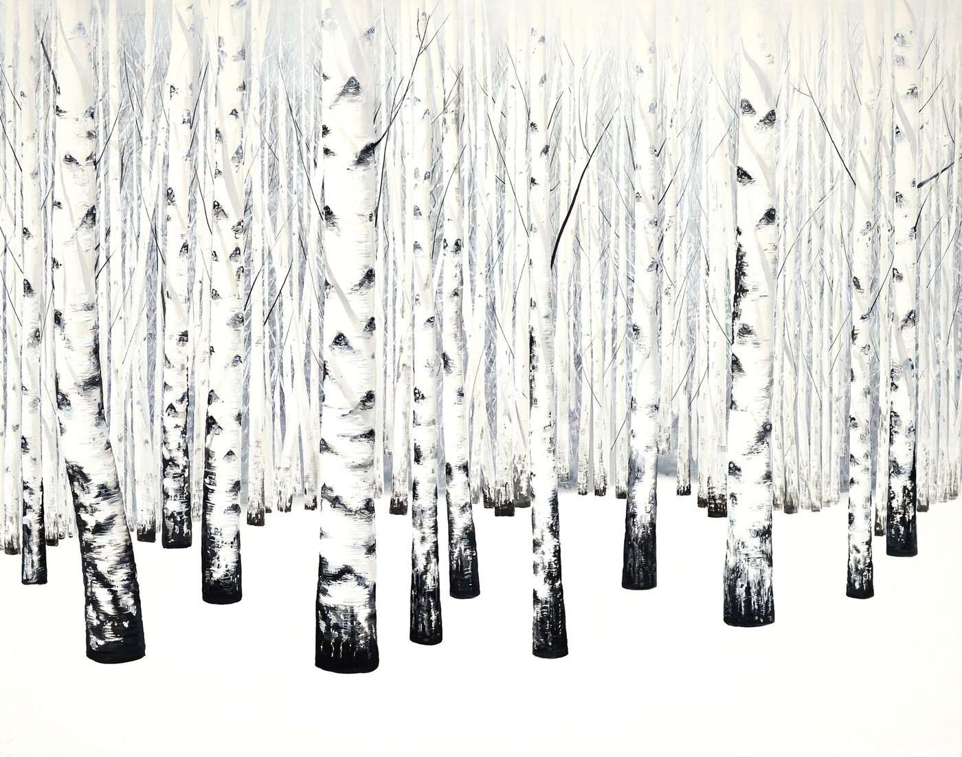 본문 이미지 - 정광채, whitebirch trees 9 자작나무에는 눈이 오지 않는다, 유화, 2025 (갤러리은 제공)