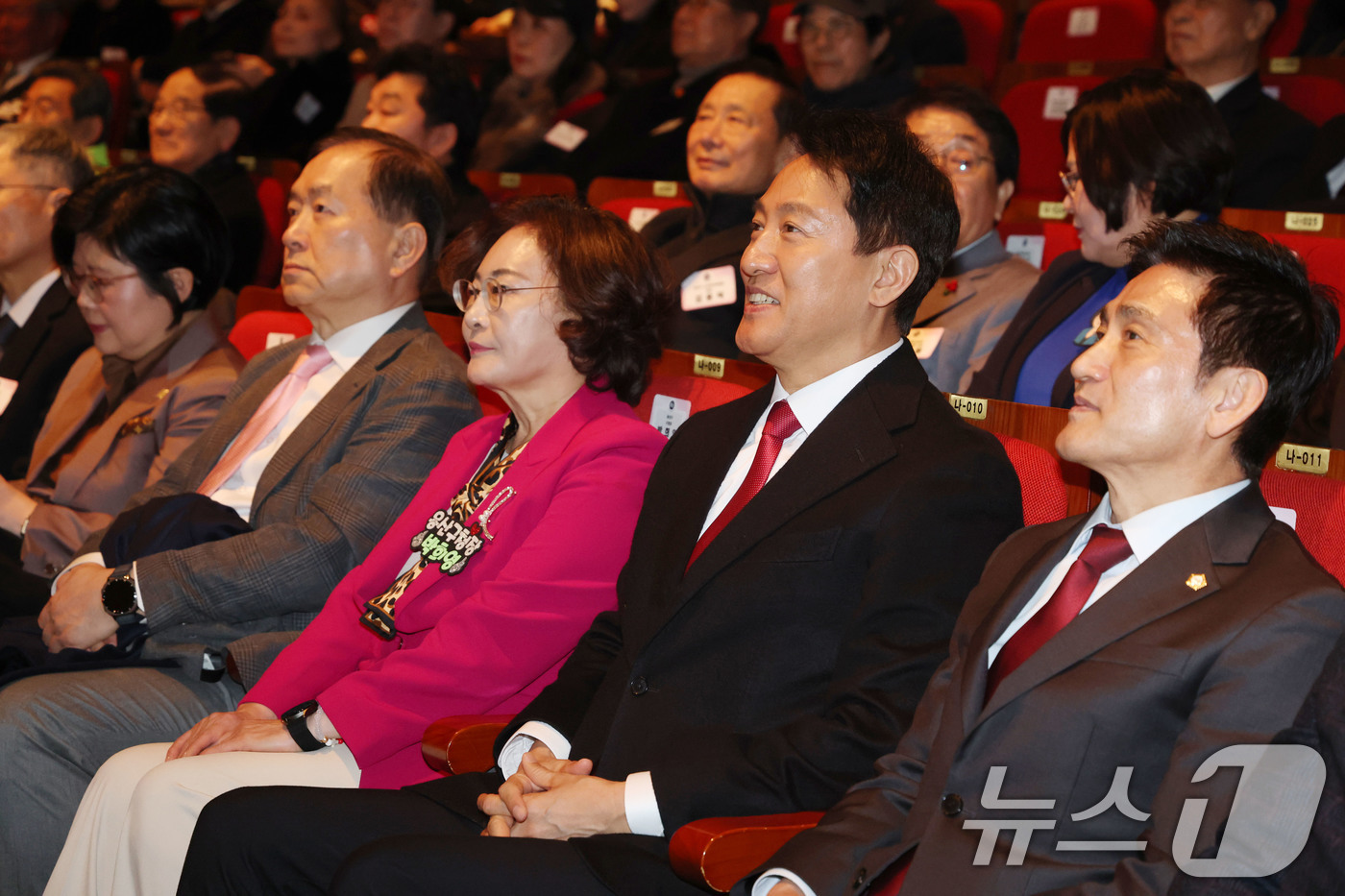 (서울=뉴스1) 이광호 기자 = 오세훈 서울시장이 23일 오후 서울 용산구청에서 열린 용산구 신년인사회에 참석해 있다. 2026.1.23/뉴스1