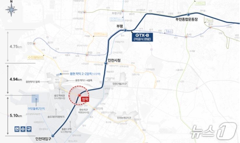 본문 이미지 - GTX-B 노선도 (인천시 제공.재판매 및 DB금지)