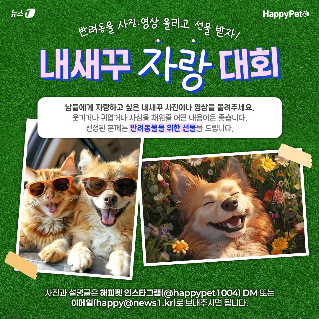 본문 이미지 - 해피펫 내새꾸 자랑대회에 참여하시면 반려동물을 위한 선물을 드립니다. ⓒ 뉴스1 이지윤 디자이너