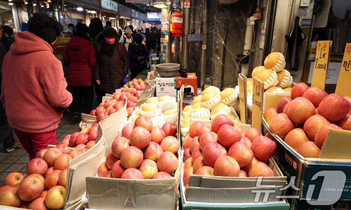 (서울=뉴스1) 김명섭 기자 = 최근 과일·채소류 공급 여건이 개선되면서 설 차례상 물가가 지난해보다 낮아진 것으로 나타났다.25일 전문 가격조사기관 한국물가정보에 따르면, 설을 …