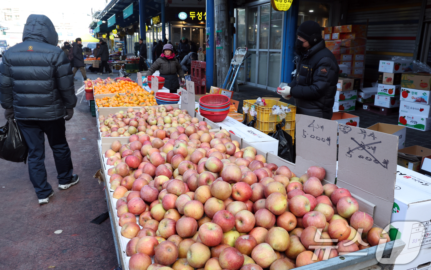 (서울=뉴스1) 김명섭 기자 = 최근 과일·채소류 공급 여건이 개선되면서 설 차례상 물가가 지난해보다 낮아진 것으로 나타났다.25일 전문 가격조사기관 한국물가정보에 따르면, 설을 …