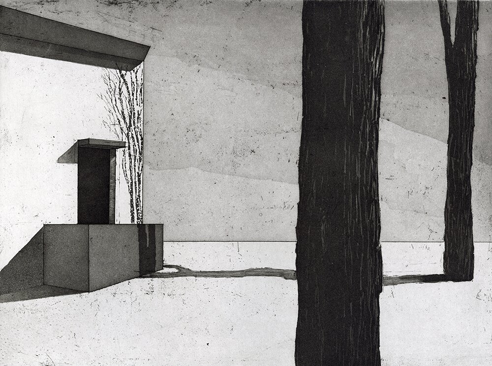 본문 이미지 - F. Vincent, Appartement A, 2020, etching and aquatint,23 x 30 cm (image), 39 x 50 (paper) (스페이스 더 파란 제공)