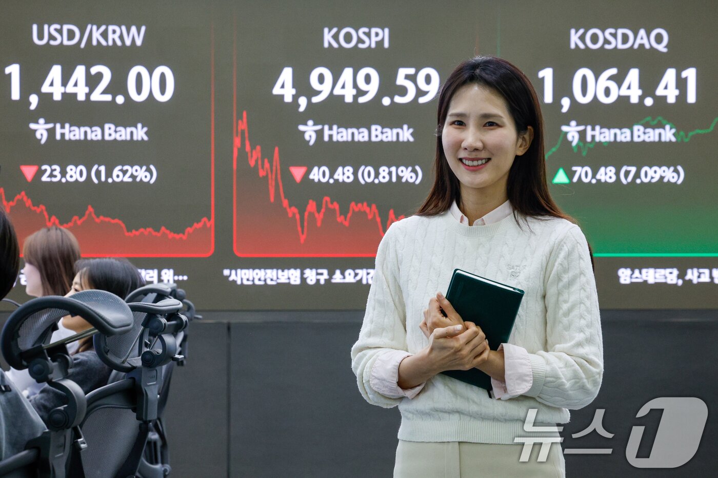 본문 이미지 - 26일 오후 서울 중구 하나은행 딜링룸 전광판에 코스닥 종가가 나오고 있다. 2026.1.26/뉴스1 ⓒ News1 안은나 기자
