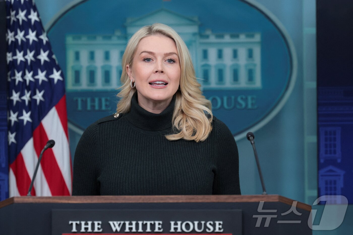 본문 이미지 - 캐롤라인 레빗 백악관 대변인이 26일(현지시간) 정례 브리핑을 진행하고 있다. 2026.01.26. ⓒ 로이터=뉴스1 ⓒ News1 류정민 특파원