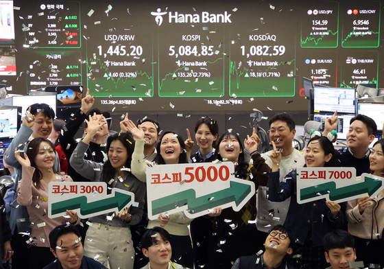 "3개월 만에 4천→5천피" 최고가 마감…천스닥도 '굳건' [시황종합]