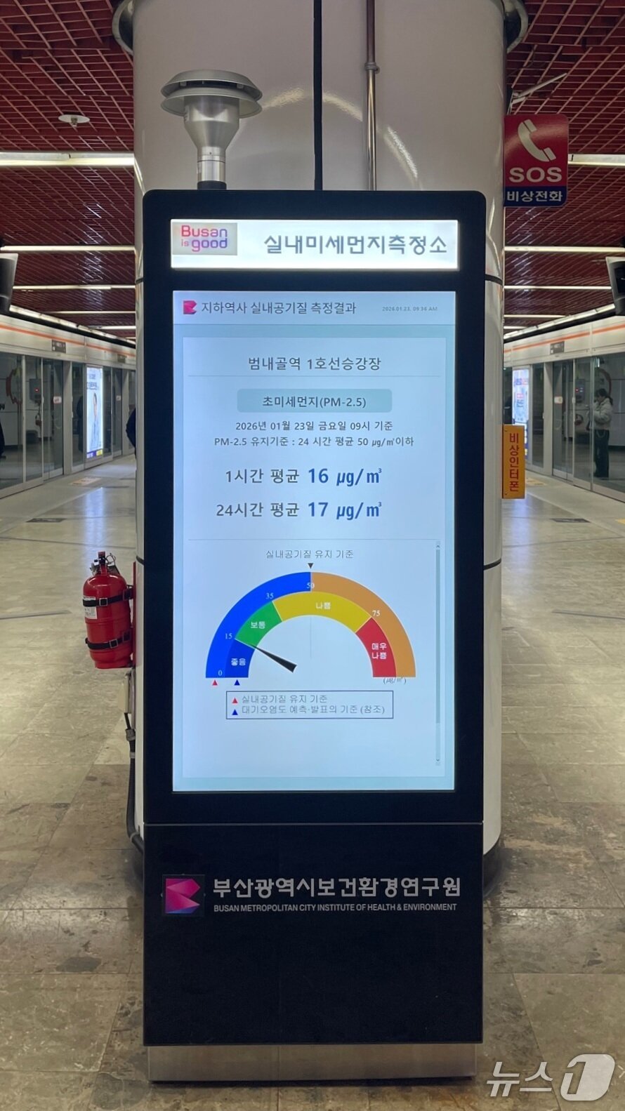 본문 이미지 - 실내 미세먼지 측정기.(부산교통공사 제공. 재판매 및 DB금지)