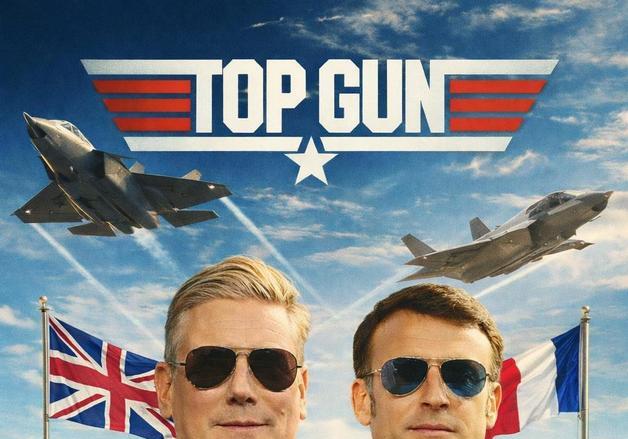 쿵짝 맞는 영·프…스타머, 마크롱 '탑건' 선글라스 흉내