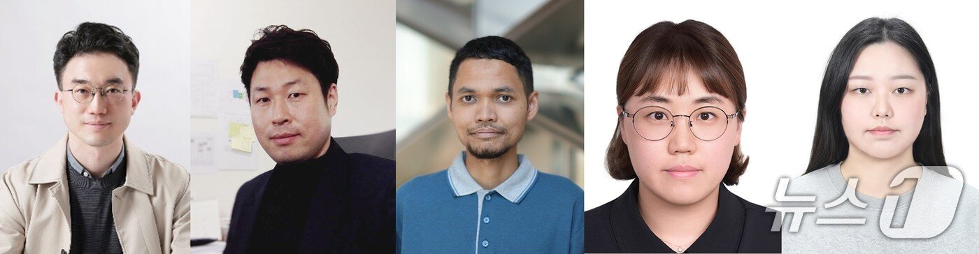본문 이미지 - (좌측부터) 장지욱 교수, 장성연 교수, 무히불라 무바록 연구원, 김사랑 연구원, 이수호 연구원(UNIST 제공. 재판매 및 DB금지)/뉴스1