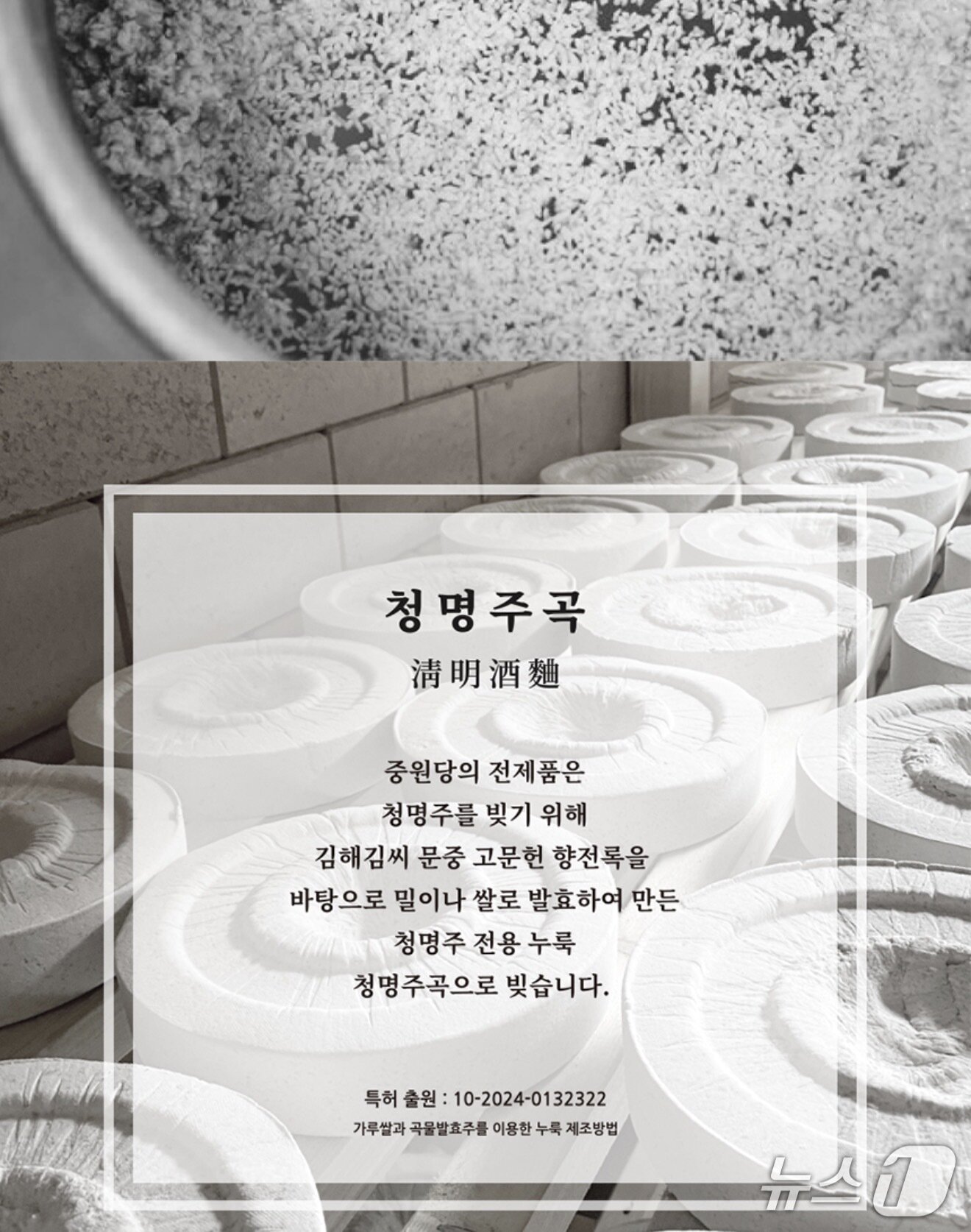 본문 이미지 -  충주 청명주 누룩 특허 출원 홍보 이미지.(김영섭 명인 제공. 재판매 및 DB금지)/뉴스1