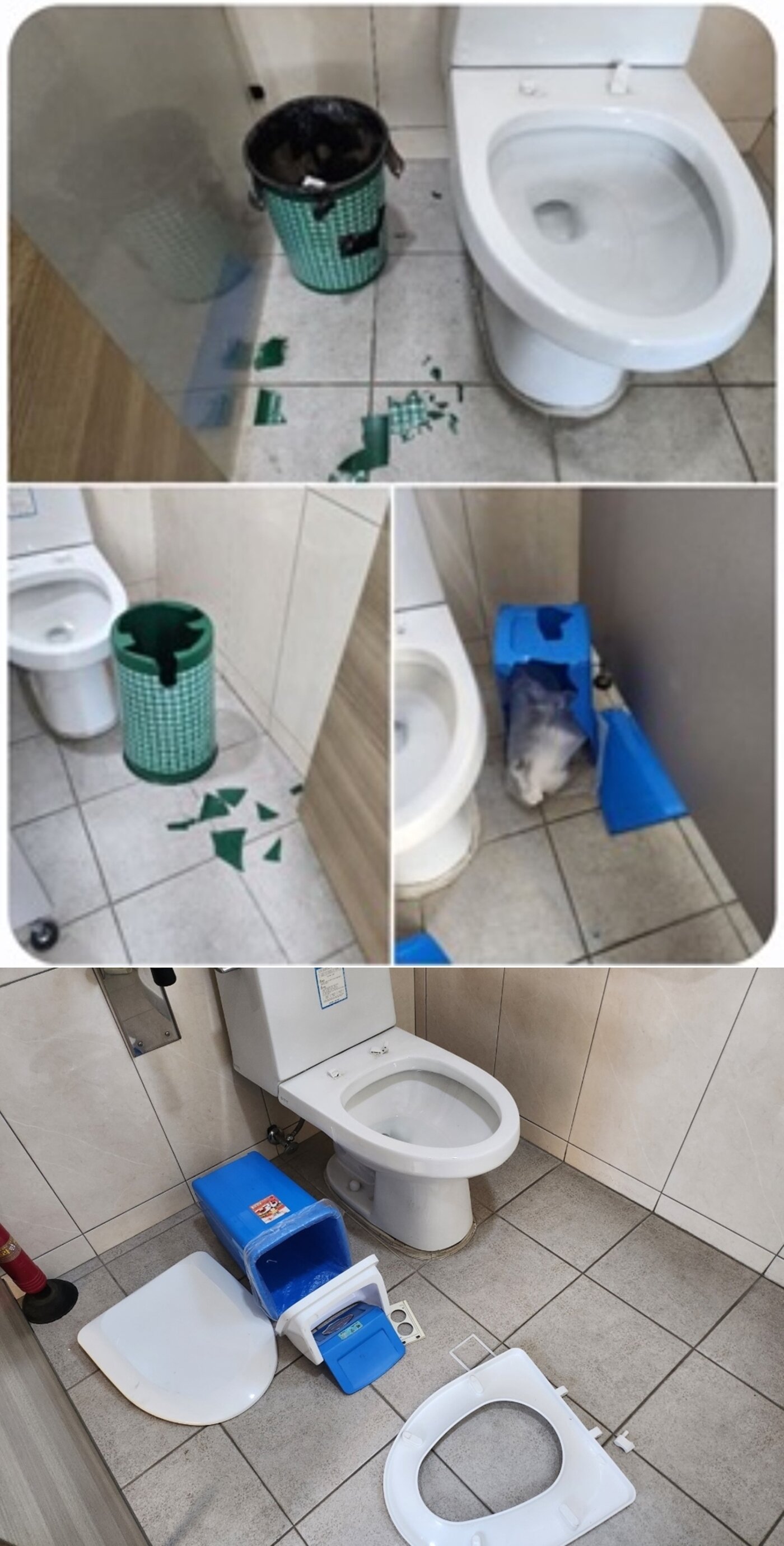 본문 이미지 - 건물 내부의 기물을 파손시킨 것으로 추정되는 남성. 출처=스레드