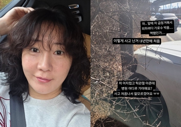 허안나, 아찔한 교통사고 "앞차 피하려다 가로수 박아…어지럽다"