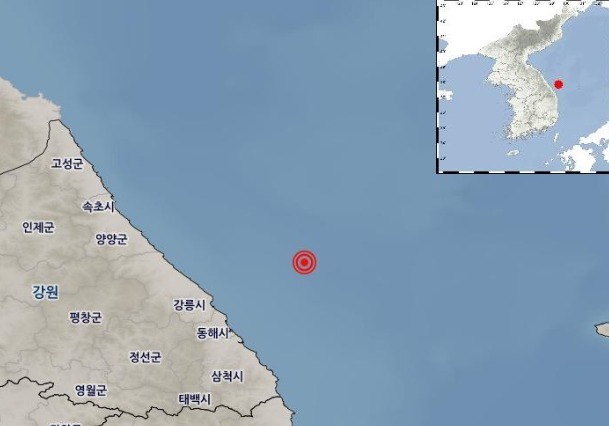 동해 북동쪽 해역서 규모 2.2 지진…유감 신고는 없어