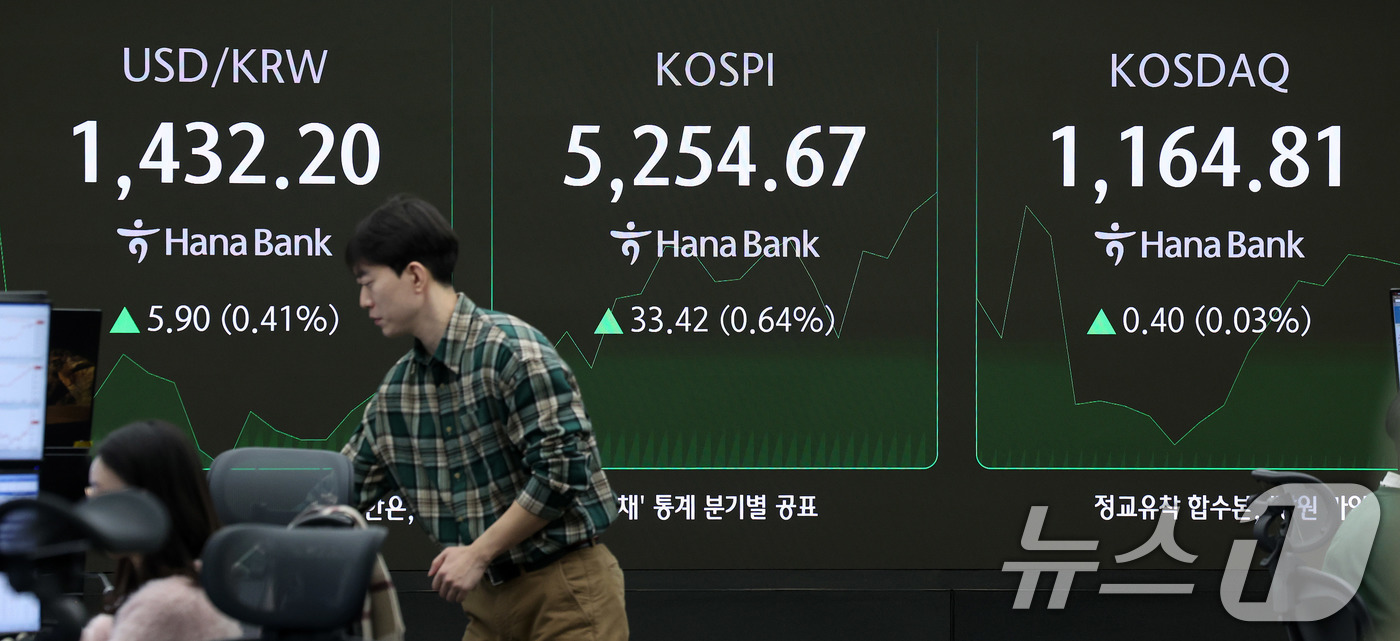 (서울=뉴스1) 박지혜 기자 = 30일 오전 서울 중구 하나은행 본점 딜링룸 전광판에 개장 시황이 나타나고 있다. 2026.1.30/뉴스1