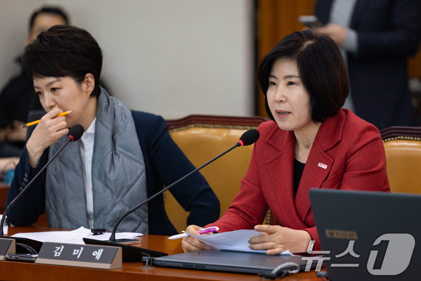 (서울=뉴스1) 유승관 기자 = 김미애 국민의힘 의원이 30일 서울 여의도 국회에서 열린 제431회 국회(임시회) 12.29 여객기 참사 진상규명을 위한 국정조사특별위원회 제6차 …