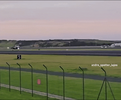 본문 이미지 - 포르투갈 라제스 공군기지에 착륙한 F-35A (출처=소셜미디어 엑스(X))