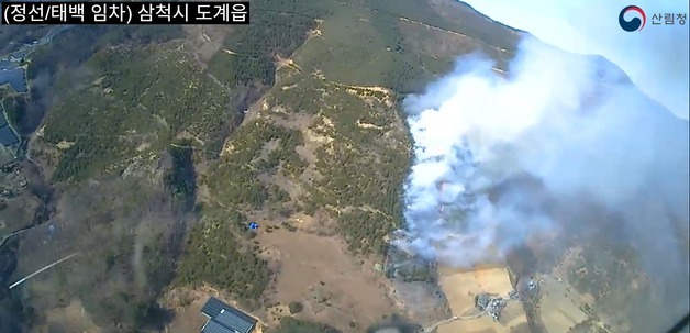 삼척 도계읍서 산불…헬기 5대 투입해 진화 중