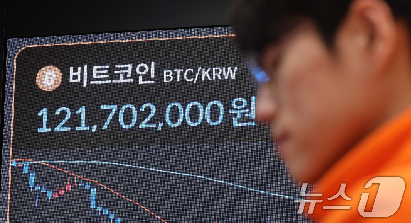 (서울=뉴스1) 박지혜 기자 = 위험 자산 회피 현상이 나타나며 비트코인이 급락한 30일 서울 서초구 빗썸라운지 강남본점 현황판에 비트코인 등 가상화폐 거래 가격이 표시되고 있다. …