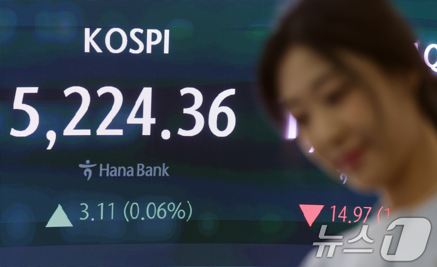 (서울=뉴스1) 김명섭 기자 = 30일 오후 서울 중구 하나은행 딜링룸에 증시 종가가 나타나고 있다. 이날 코스피 지수는 사상 최고치로 전 거래일 대비 3.11(0.06%) 상승한 …