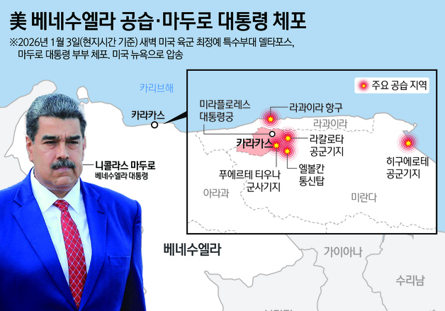 [그래픽] 美 베네수엘라 공습·마두로 대통령 체포