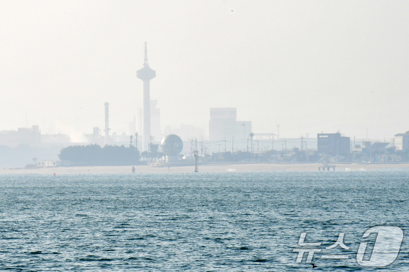 (포항=뉴스1) 최창호 기자 = 4일 경북 포항시 송도해수욕장 상공이 희뿌연 미세먼지에 덮여있다.이날 포항지역 미세먼지 농도는 50㎍/m³ 수준이다.  2026.1.4/뉴스1