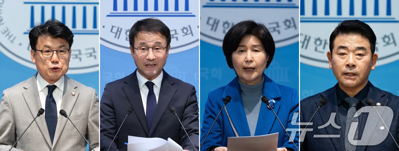 본문 이미지 - 진성준 더불어민주당 의원이 31일 서울 여의도 국회 소통관에서 원내대표 선거 출마 기자회견을 하고 있다. 2026.1.4/뉴스1 ⓒ News1 신웅수 기자