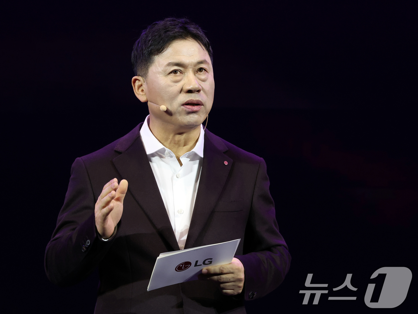 (라스베이거스(미국)=뉴스1) 황기선 기자 = 류재철 LG전자 대표(사장)이 5일(현지시간)  미국 네바다주 라스베이거스 만달레이베이 호텔에서 열린 CES 2026 'LG전자 미디 …