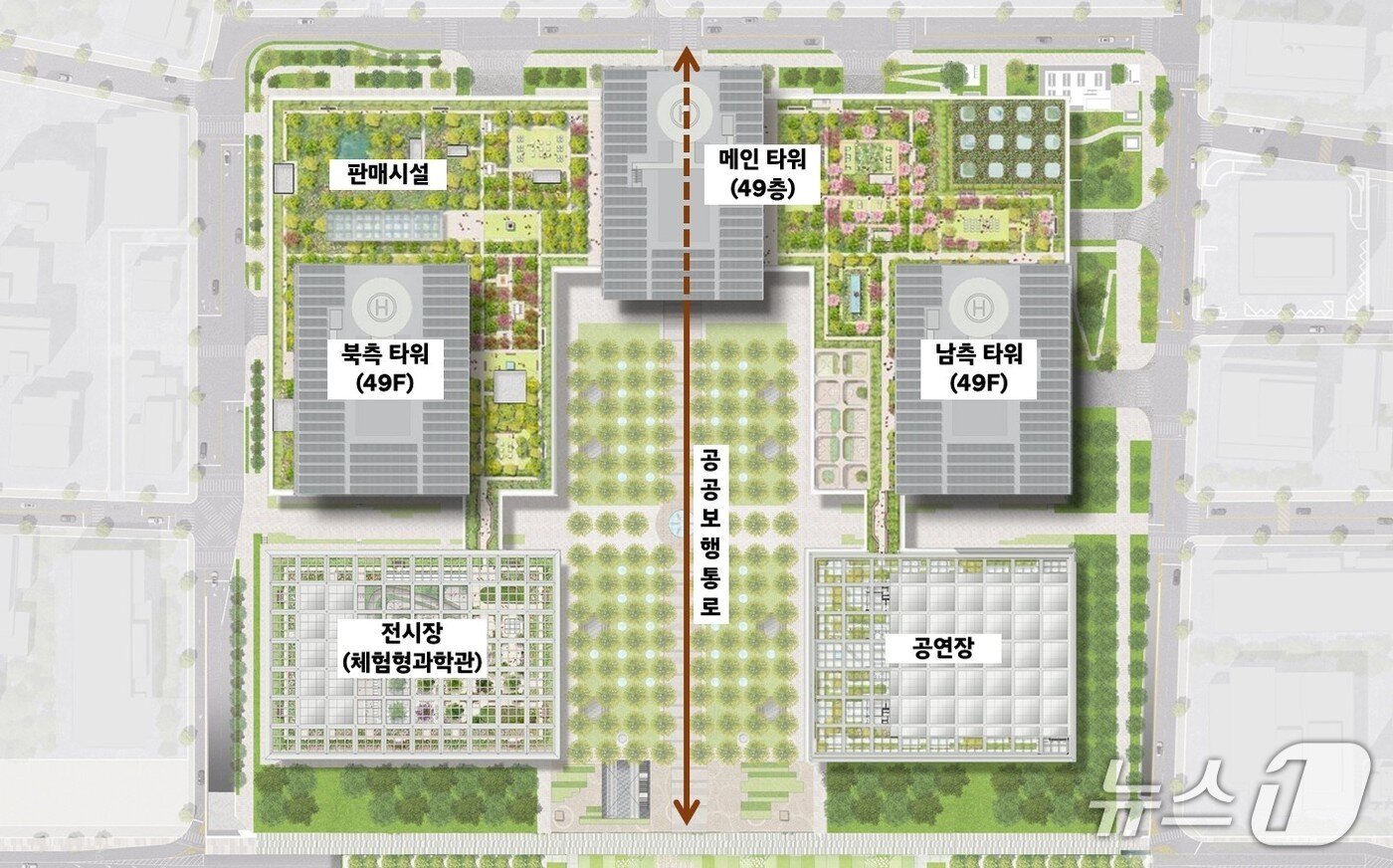 본문 이미지 - 글로벌비즈니스콤플렉스(GBC) 배치도 (서울시 제공) 뉴스1 ⓒ News1